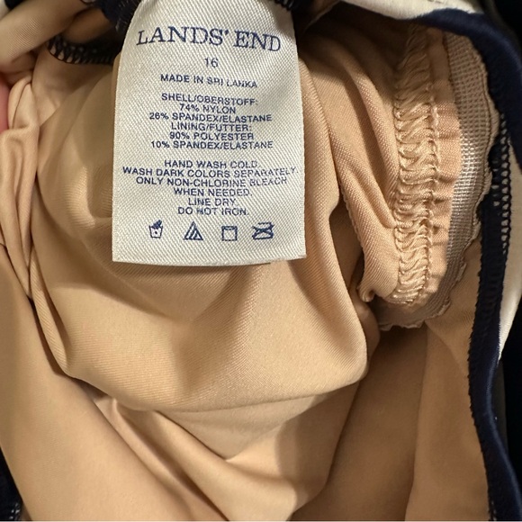 Land's End Soft Cup Tugless Sporty One Piece Blue Striped Swimsuit - Picture 8 of 9